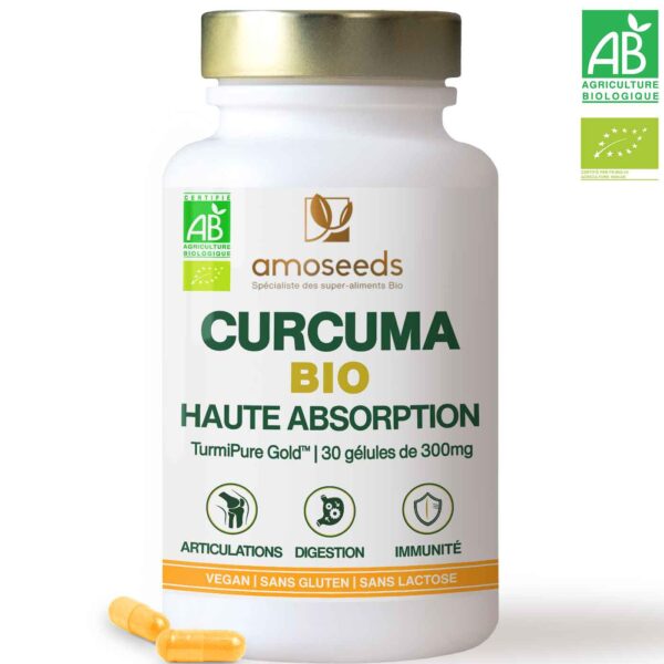 Gelules Curcuma Bio Turmipure Gold amoseeds specialiste des super aliments Bio